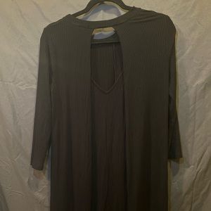 Black open back 3/4 sleeve skater dress M/L